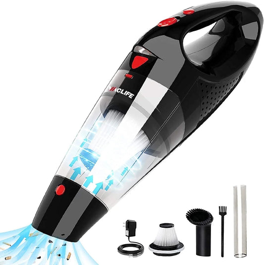 Handheld Vacuum, Car Vacuum Cleaner Cordless, Mini Portable Rechargeable Vacuum Cleaner with 2 Filters, Red (VL188)