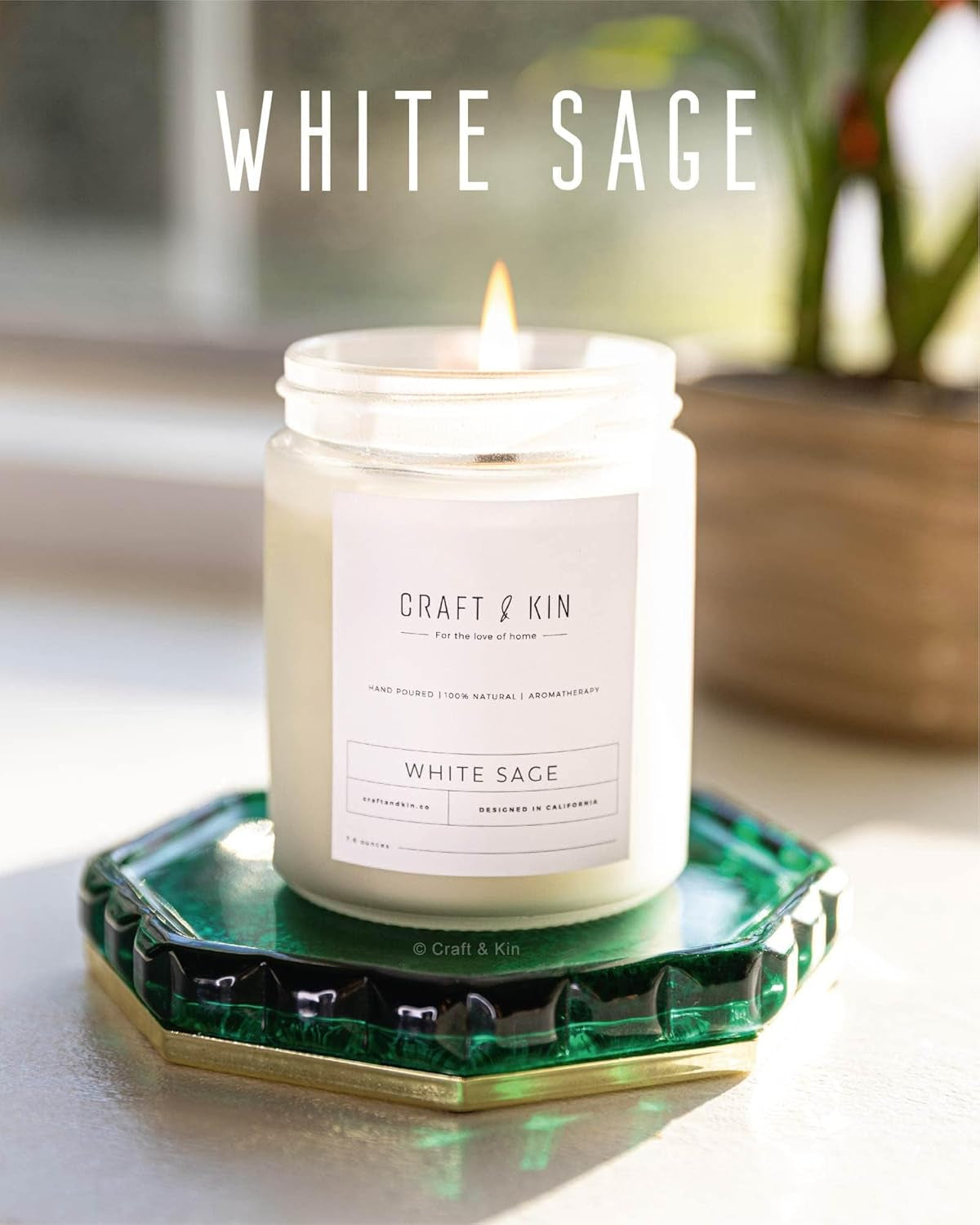 White Sage Scented Candles for Cleansing | 8 Oz 45 Hour Long Lasting Holiday Candle | Classic Soy Woodwick Winter Candles | Made with Natural Soy | Gifts for Men and Women