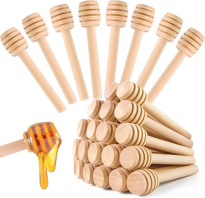 Wooden Honey Dipper Sticks, 20 Pack 3 Inch Mini Honey Stirrers for Jars Dispense and Drizzle, Natural Wood Wand for Tea Party, Wedding Favors, Baby Shower Gifts