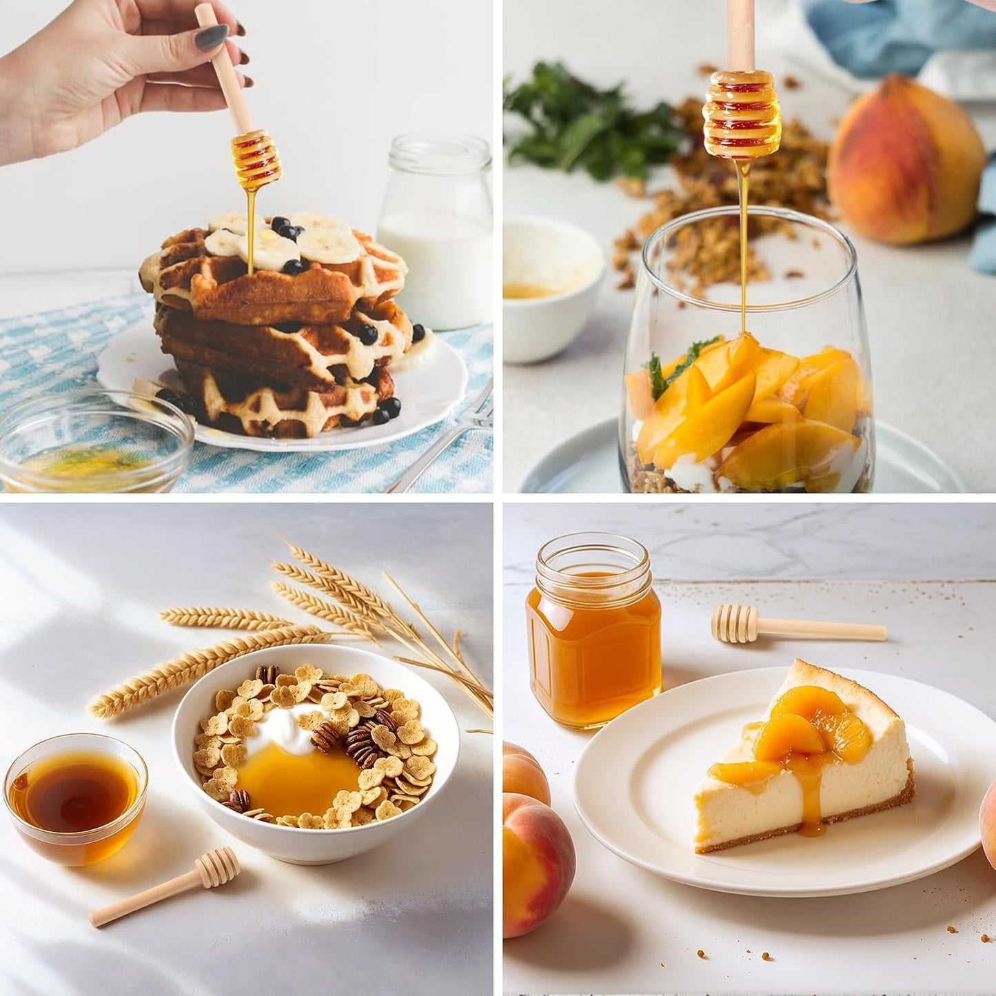 Wooden Honey Dipper Sticks, 20 Pack 3 Inch Mini Honey Stirrers for Jars Dispense and Drizzle, Natural Wood Wand for Tea Party, Wedding Favors, Baby Shower Gifts